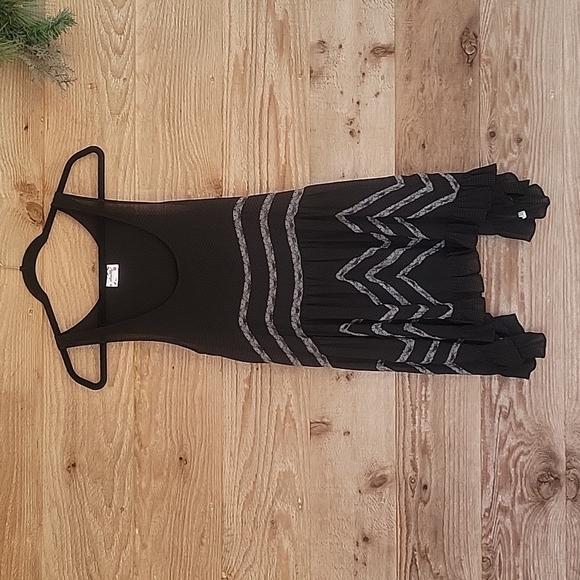 Free People Black and Gray Voile Lace Trapeze Slip Dress Size XSmall - Picture 1 of 6